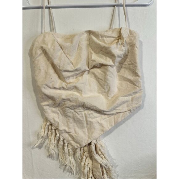 Nanushka Raelynn Fringe Cotton Top in Crème, size  XS - Picture 8 of 8